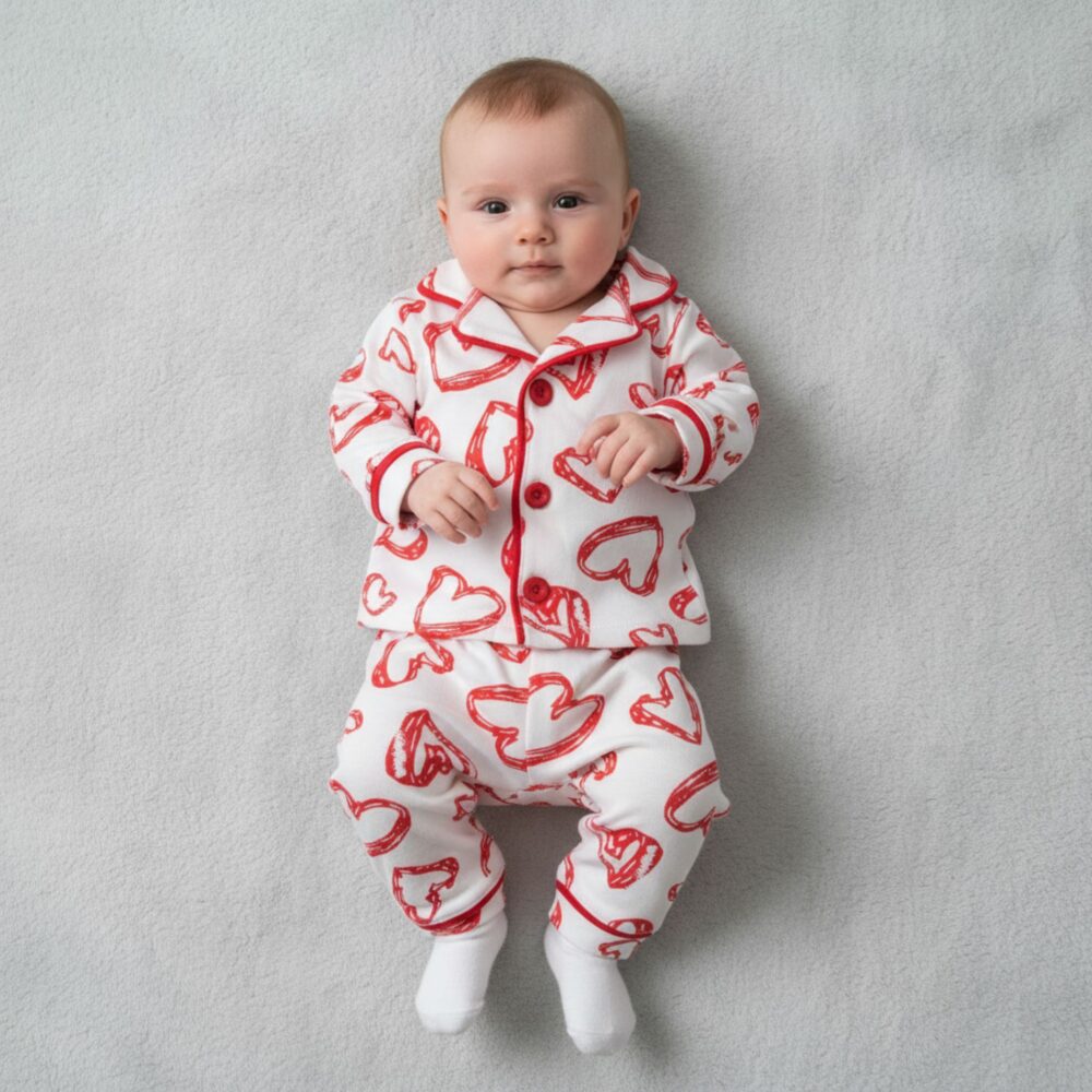 Baby Pyjama mit Herzmuster