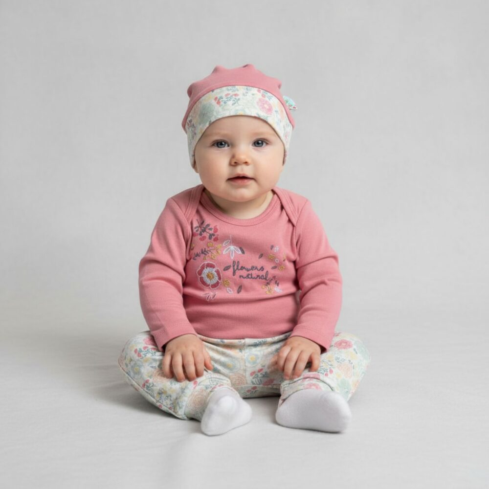 3-teiliges Baby-Set „Flowers & Natural“