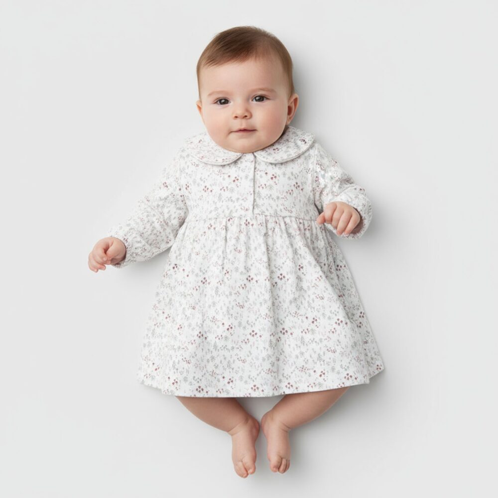 Kleid mit Blumenmuster & Bubikragen