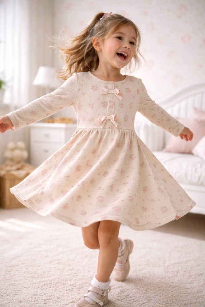 Langarmkleid „Vintage Rose“